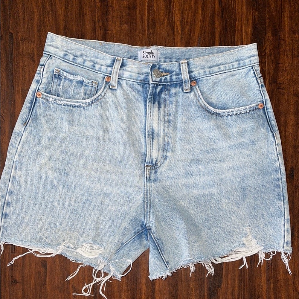 Women's Light Blue Distressed Jean Shorts